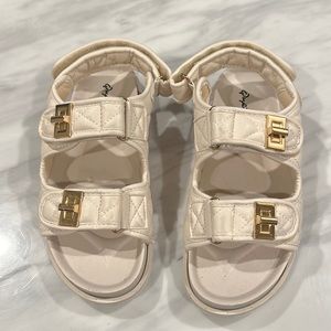 Quilted cream dad sandals